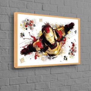 Cuadro de Iron Man, arte en lienzo para habitación de niños, estampado para niños, decoración de pared de Marvel, estampado de dibujos animados, arte de pared para niños, arte de pared de Iron Man