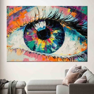 Eye Painting, Eye Wall Art, Modern Canvas Art, Abstract Canvas Art, Looking Eye Canvas Art, Colorful Eye Canvas, Eye Abstract Canvas Art,