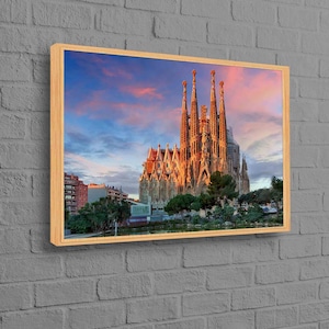 World Heritage Wall Art, Sagrada Familia Art, Barcelona Cityscape Wall Art, City Landscape Art Canvas, Barcelona Landscape Canvas Art,