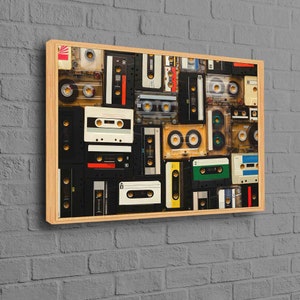 Retro Audio Cassette Poster, Tapes Canvas Art, Music Art, Nostalgic Canvas Art, Retro Art, Vintage Cassette Wall Art, Vintage Items Wall Art