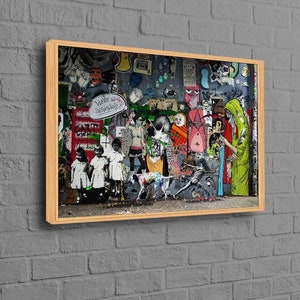 Banksy Painting, Banksy Printed, Street Wall Art, Banksy Graffiti Printed, Modern Printed, Abstract Art Canvas, Banksy Street Art,