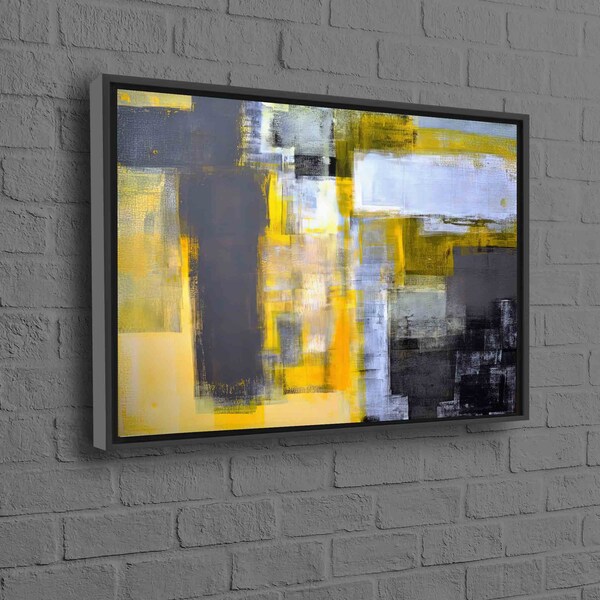 Yellow Grey Painting Etsy