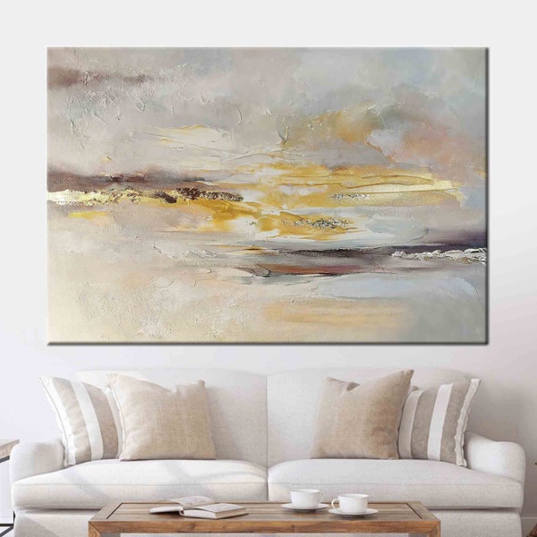 Gray and Gold Painting Etsy