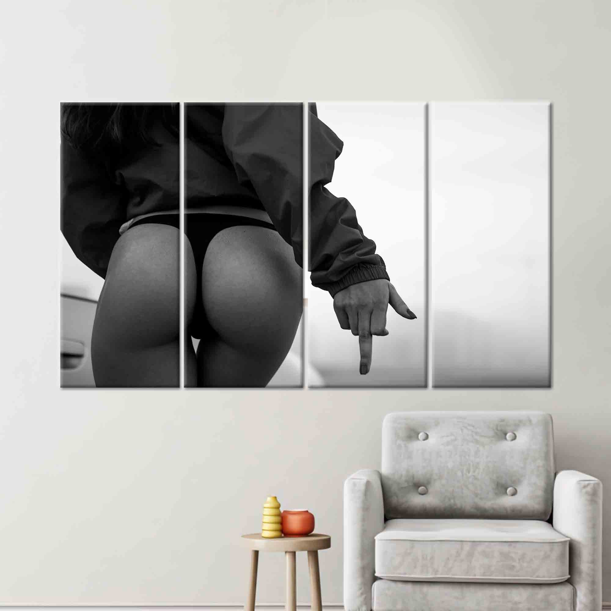 Girl in the Black Thong, Woman Butt Artwork, Fuck You Canvas Art, Bedroom  Wall Art, Woman Photo Wall Art, Nude Wall Art, Mature 