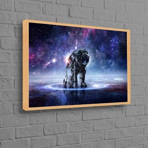 Arte de pared de gran tamaño, decoración de lienzo, aterrizaje de astronautas, colgante de pared personalizado, lienzo 3D de paisaje espacial, regalo de lienzo de cielo estrellado,