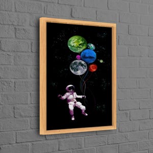 Póster para niños, lienzo 3D de la Tierra, póster de astronauta, regalo de dama de honor, regalo personalizado para él, obra de arte de astronauta, decoración de pared boho