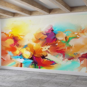 Bunte Malerei Kunst, Abstrakte Wand-Dekor, Moderne Wand-Papier, Bunte Wand Poster, Malerei Papierkunst, Geschenk Tapete, Zeitgenössisches Papier,