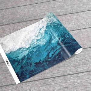 Ocean Water Wall Art, Self Adhesive Paper, 3D Papercraft, Blue Tones Paper Craft, Blue Wall Poster, View Mural, Wallpaper Peel And Stick, image 6