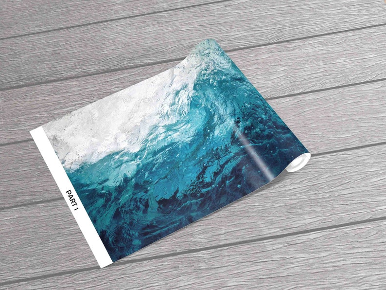 Ocean Water Wall Art, Self Adhesive Paper, 3D Papercraft, Blue Tones Paper Craft, Blue Wall Poster, View Mural, Wallpaper Peel And Stick, image 6