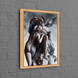 Naked Male And Female With Bird Sculpture Print, Abstract Poster, Woman And Man Art Canvas, Sculpture Art, Naked Couple Canvas,