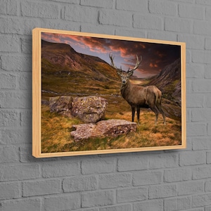 Póster de lienzo de cuerno, póster de animales, hermosos tapices de ciervos, arte de pared para sala de estar, decoración de lienzo de montaña, arte de decoración de cocina,
