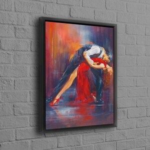 Wandkunst Leinwand, 3D Wandkunst, 3D Leinwand, Tanzendes Paar Gemälde Druck, Tango Paar Poster, Tanzendes Paar 3D Leinwand, Tanz Poster, Black Framed