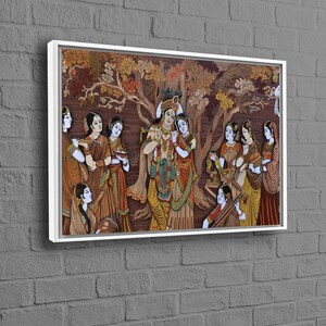 Arte de parede 3D, Arte de parede grande, Arte de parede para sala de estar, Deuses hindus Radha Krishna, Pôster de reprodução, Impressão em tela hinduísmo, Tela hindu imagem 9