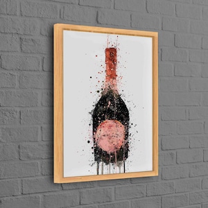Champagner Splash Painting, Watercolor Printed, Champagne Bottle Art Canvas, Modern Art, Abstract Wall Art, Champagne Wall Art,
