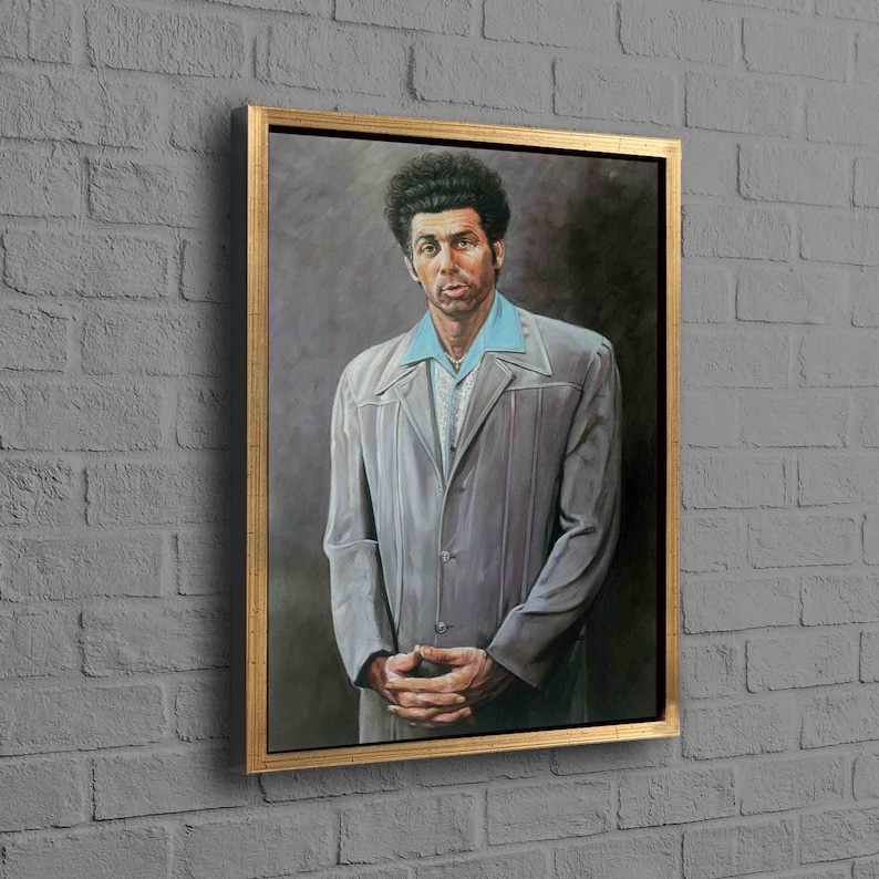 Kramer Portrait Canvas Print, Modern Poster, Cosmo Kramer Wall Hangings, Gifts, Famous Canvas Art, Personalized Gift Box, Framed Canvas, Gold Framed