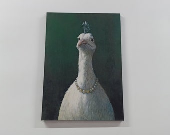 Peacock with Pearls, Trendy Canvas Art, Peacock Poster, Fowl with Pearls Poster, Animal Wall Decor, Fowl Art, Animalistic Wall Art,