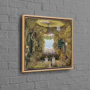 Arte de paisaje de jardín, arte de pared surrealista, decoración de pared verde, impresión surrealista, decoración de pared de paisaje, impresión de paisaje abstracto, decoración del hogar,