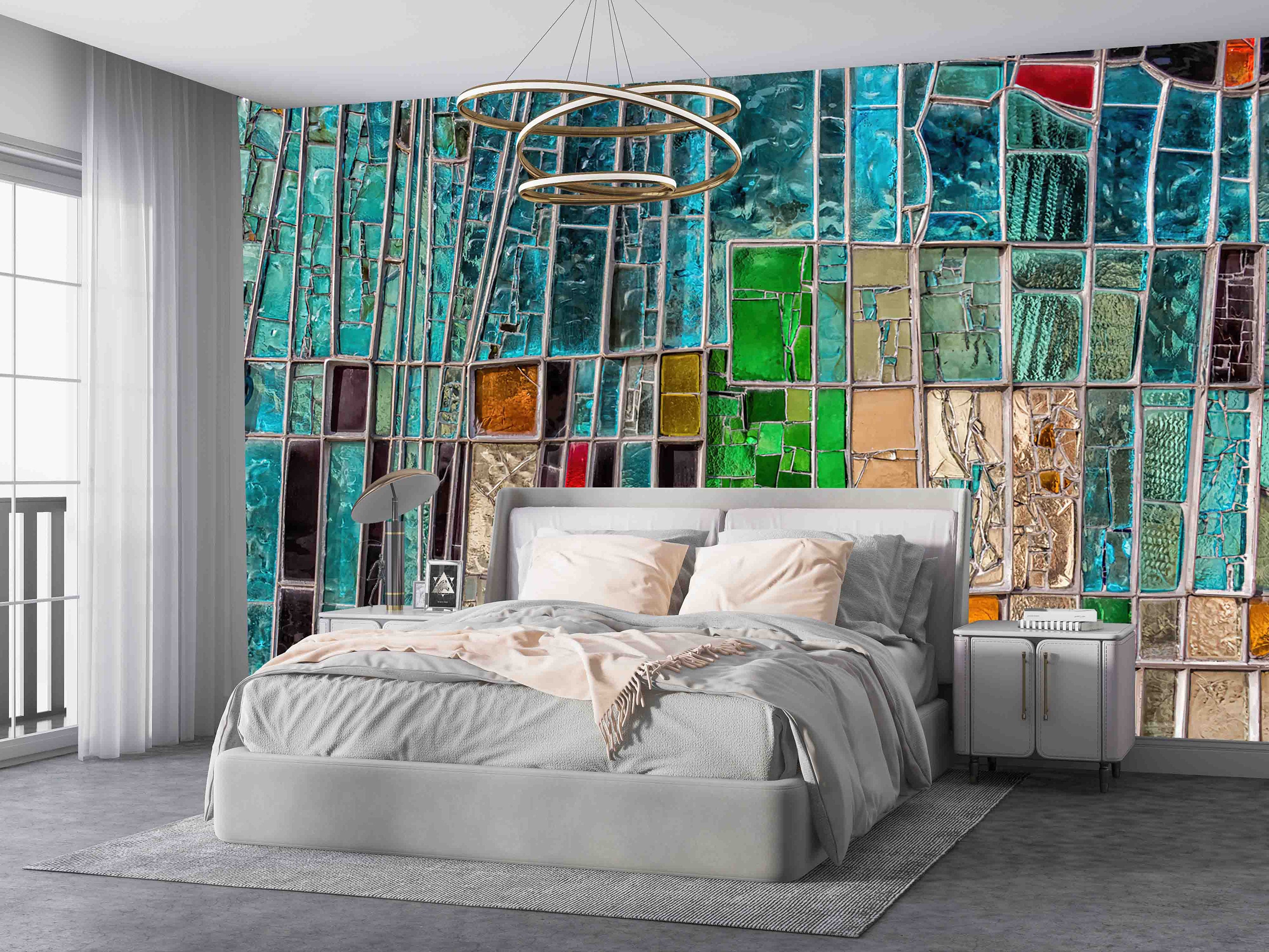 Colorful Glass Wall Decals, Modern Wall Stickers, Stylish 3D Wallpaper ...