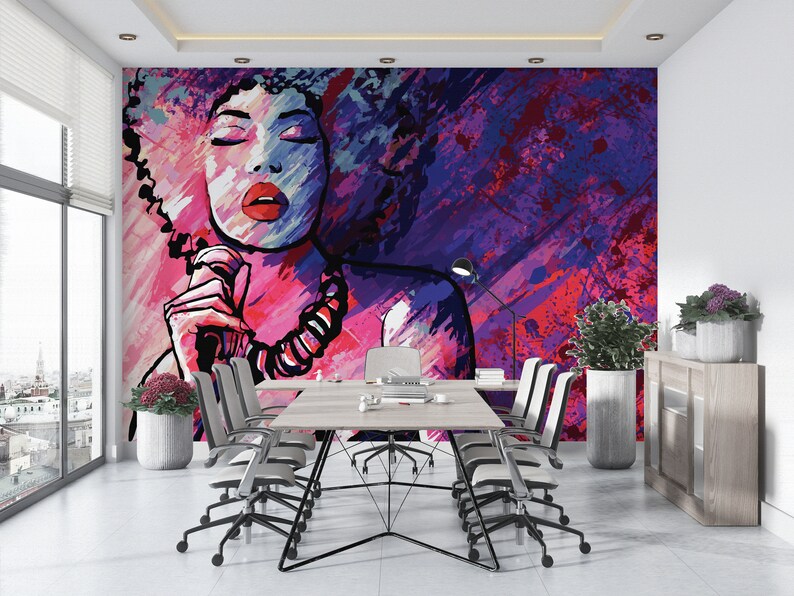 Buy Woman Singer Painting Wallpaper, Abstract Woman Art, Woman Wall