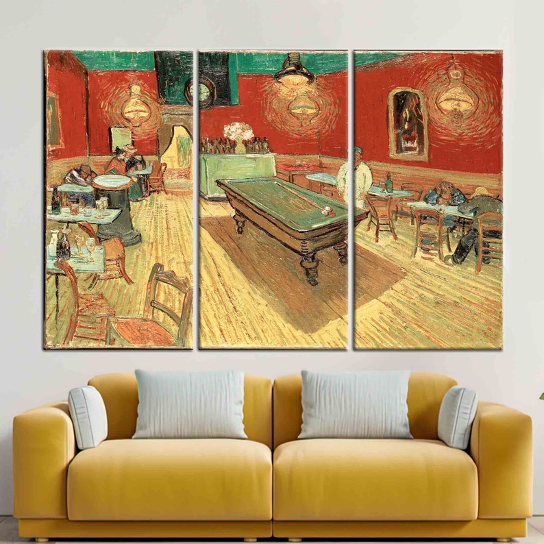 The Night Cafe by Van Gogh, Famous Art Canvas, Van Gogh Cafe Artwork, Famous Table Printed, Vincent Van Gogh Art Canvas, 3P-Gallery Wrapped