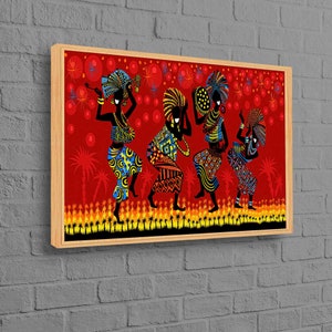 African Woman Poster, African Dancers Printed, African Canvas Art, Colorful Wall Art, Fashion Artwork, African Dancing Artwork,