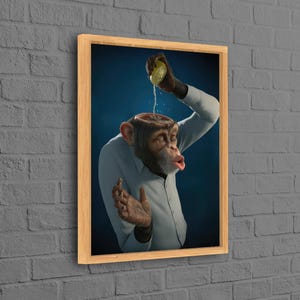 Modern Printed, 3D Canvas, Animal Printed, Funny Monkey Printed, Large Canvas, Brainless Monkey 3D Canvas, Kitchen Decor Art,