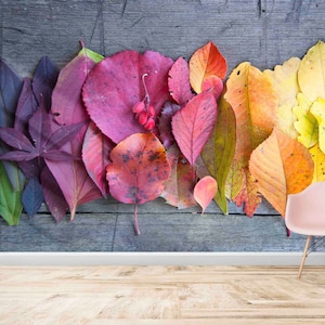 Buntes Blatt Wandbild, Wandbild Ansicht, Herbst bunte Blätter Wandaufkleber, Selbstklebend, Papier Wandkunst,