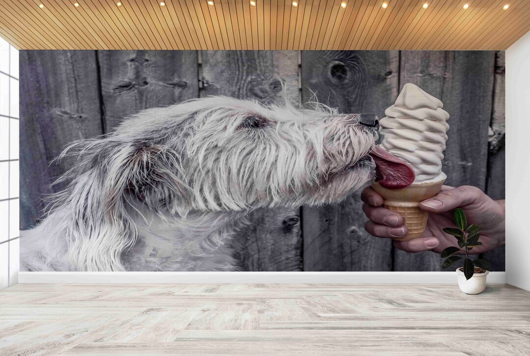 Buy Dog Ice Cream Wall Stickers, Animal Mural, Dog Eating Ice Cream
