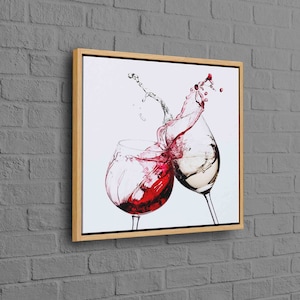 Decoración de pared de cocina, lienzo, salpicadura de vino tinto y blanco, lienzo de arte de pared, lienzo 3D moderno, arte de pared grande, lienzo de arte de vino,