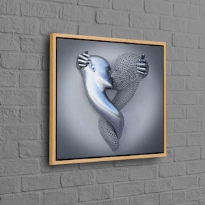 3d Kissing Couple, Lover Gift Wall Decor, Couple Printed, Bedroom Wall Decor, Hugging Couple Wall Art, Romantic Couple Artwork,