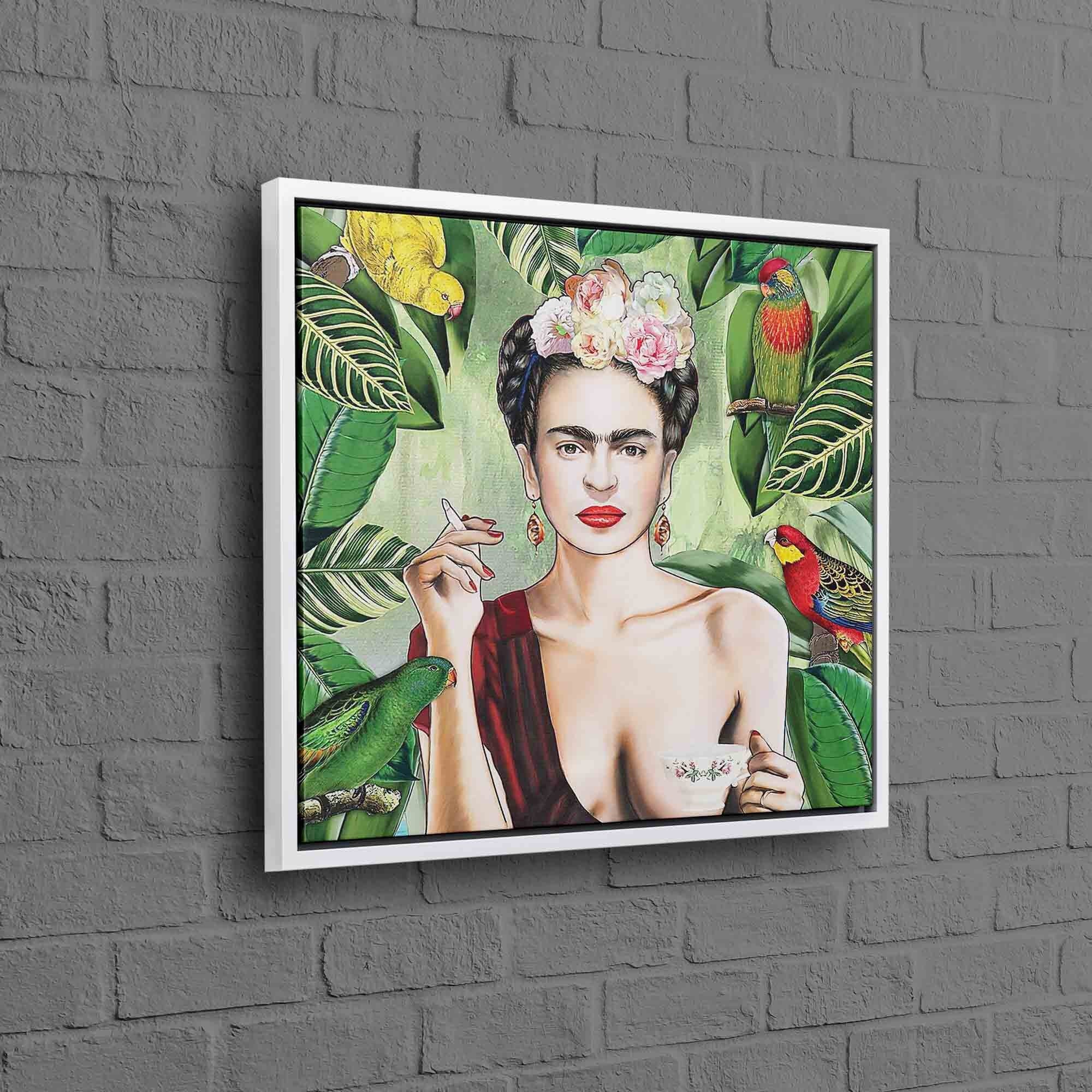 frida kahlo smoking a cigarette Frida Tea Cup, Smoking Frida, Smoking Woman Artwork, Woman Wall Art, Frida  Wall Art, Frida Kahlo Poster, Smoking Canvas, Birds Jungle Canvas