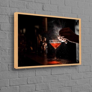 Impresión en lienzo, póster de bar, lienzo abstracto, arte de pared con vasos para bebidas, decoración del hogar en lienzo, arte de pared grande, póster de pub, arte en lienzo de cocina,