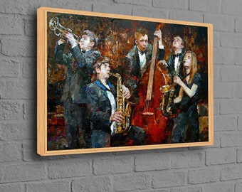 Jazz Musik Leinwand, Abstraktes Poster, Musiker Kunst, Jazz Musik Leinwand Kunst, Ölgemälde, Jazz Club Kunst Leinwand, Musik Leinwand, Jazz Wand Leinwand