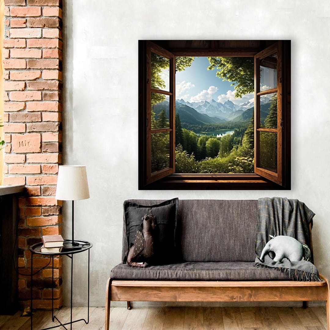 Window Landscape Glass Decor, Window Frame Glass, Home Decor Art, View ...