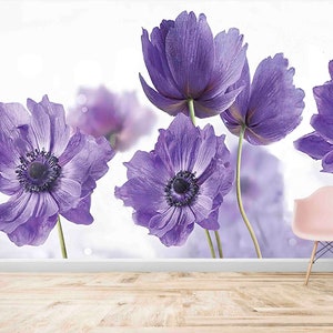 Modern Wall Decals, Flower Paper Craft, Abstract Flower Paper Art, 3D Papercraft, Purple Flower Paper Art, Stick On Wallpaper Art Deco,