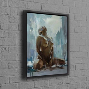 Arte de parede 3D, Arte de parede, Decoração de parede, Impressão de pintura de mulher nua, Tela 3D sensual, Tela de mulher sensual, Arte de parede feminina, Decoração de parede para adultos Black Framed