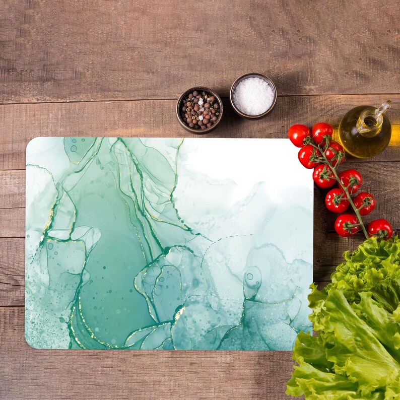 Green Cutting Board, Modern Pattern Chopping Board, Green Marble