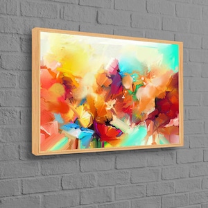 Pintura colorida, lienzo de arte moderno, decoración de pared abstracta colorida, póster contemporáneo, obra de arte colorida, arte abstracto en lienzo,