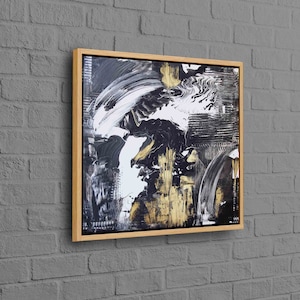 Black Gold Painting, Abstract Printed, Modern Art, Contemporary Canvas, Shimmery Wall Decor, Luxury Painting Canvas, Gold Art Canvas,