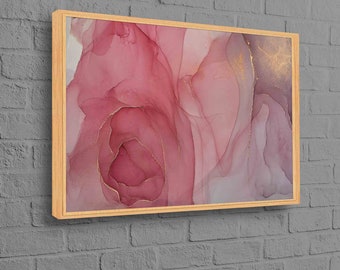 Pink Marble, Abstract Wall Decor, Marble Wall Art, Gold Marble Canvas, Alcohol Ink Wall Art, Pink Artwork, Modern Art Canvas,