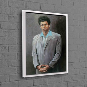 Kramer Portrait Canvas Print, Modern Poster, Cosmo Kramer Wall Hangings, Gifts, Famous Canvas Art, Personalized Gift Box, Framed Canvas, White Framed