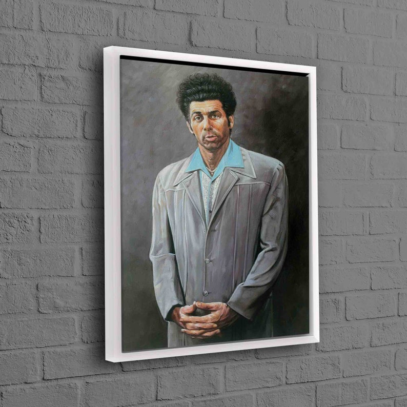 Kramer Portrait Canvas Print, Modern Poster, Cosmo Kramer Wall Hangings, Gifts, Famous Canvas Art, Personalized Gift Box, Framed Canvas, White Framed