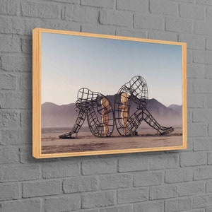 Dos personas dándose la espalda en Burning Man, decoración de pared como regalo de San Valentín, decoración de pared abstracta, impresión del niño interior