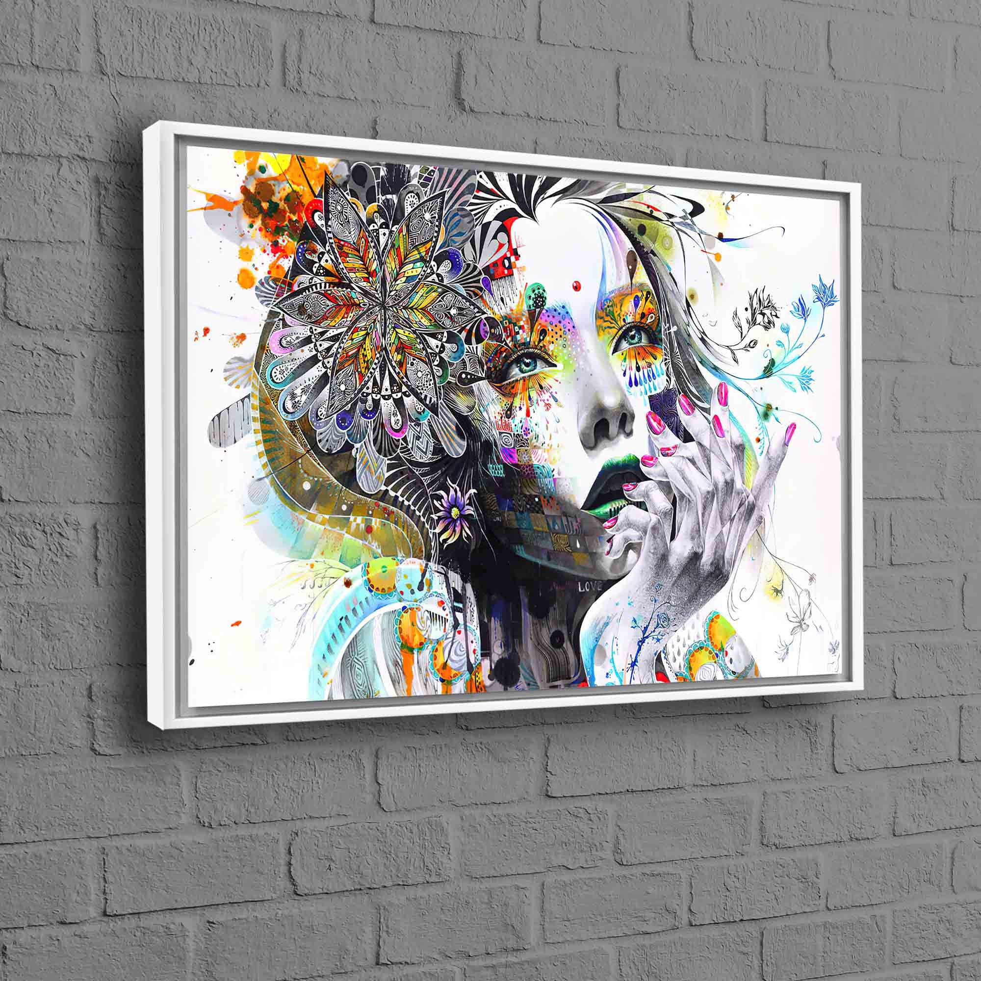 Abstact Woman Art Canvas, Colorful Wall Decor, Woman Portrait Wall