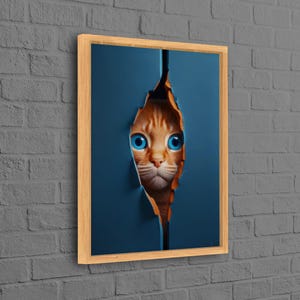 Cute Cat 3D Canvas, Large Wall Decor, Cat Canvas Gift, Gifts, Modern Art, Boho Wall Decor, Animal Canvas Poster, Housewarming Gift,