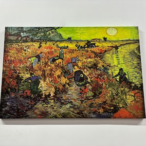 The Red Vineyard 1888, Reproduction Canvas, Famous Canvas Art, Oil Painting Print, The Red Vineyard Artwork, Field Landscape Printed,