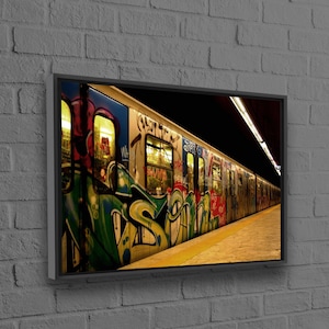 Graffiti Canvas Gift, Subway Wall Decor, Subway Station Canvas Decor, Graffiti On The Subway 3D Canvas, Office Decor Art,