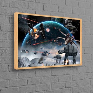 Canvas, 3D Wall Art, Canvas Decor, Star Wars Space Battle, Abstract 3D Canvas, Movie Artwork, Space Battle Wall Art,