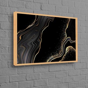 Cadeau toile marbrée, cadeau pour lui, décoration murale, cadeaux personnalisés, marbre noir et or, oeuvre d'art noir et or, affiche en toile moderne,