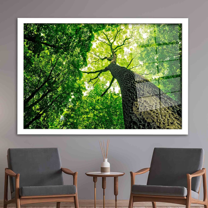 Green Tree Glass Wall Art, Forest Wall Decor, Tree Photography Wall Art, Green Glass Wall Art, Tree Glass Printing, View Glass, image 3
